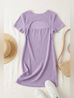 D286 REB. in J. Ribbed Cut Out Short Sleeve Dress